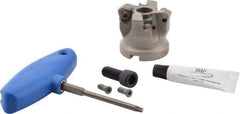 Iscar - 2" Cut Diam, 3/4" Arbor Hole, 0.138" Max Depth of Cut, 30° Indexable Chamfer & Angle Face Mill - 4 Inserts, H600 WXCU 0806 Insert, Right Hand Cut, 4 Flutes, Series Helido - Benchmark Tooling