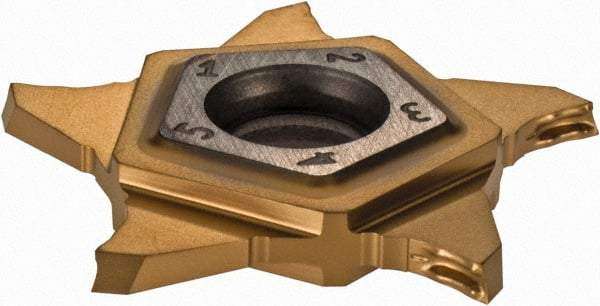 Iscar - PENTA24R150 Z IC1008 Grade, 0.059" Cutting Width, Carbide Cutoff Insert - 15° Right Hand Lead Angle, 0.002" Cnr Rad, TiN/TiAlN Coated - Benchmark Tooling