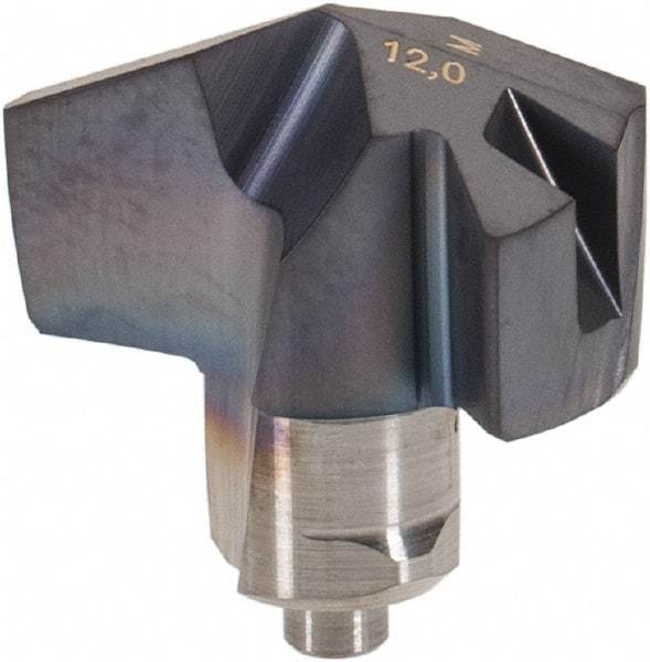 Iscar - Series ICM, 11.99mm Diam Grade IC908 140° Replaceable Drill Tip - Carbide, TiAlN Finish, 12 Seat Size - Benchmark Tooling