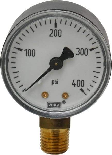 Wika - 2" Dial, 1/4 Thread, 0-400 Scale Range, Pressure Gauge - Lower Connection Mount, Accurate to 3-2-3% of Scale - Benchmark Tooling