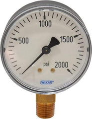 Wika - 2-1/2" Dial, 1/4 Thread, 0-2,000 Scale Range, Pressure Gauge - Lower Connection Mount, Accurate to 3-2-3% of Scale - Benchmark Tooling