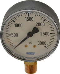 Wika - 2-1/2" Dial, 1/4 Thread, 0-3,000 Scale Range, Pressure Gauge - Lower Connection Mount, Accurate to 3-2-3% of Scale - Benchmark Tooling