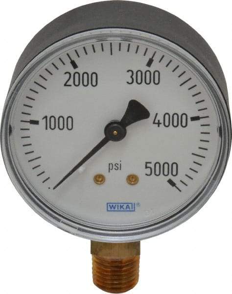 Wika - 2-1/2" Dial, 1/4 Thread, 0-5,000 Scale Range, Pressure Gauge - Lower Connection Mount, Accurate to 3-2-3% of Scale - Benchmark Tooling