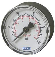 Wika - 2-1/2" Dial, 1/4 Thread, 0-400 Scale Range, Pressure Gauge - U-Clamp Panel Mount, Center Back Connection Mount, Accurate to 3-2-3% of Scale - Benchmark Tooling