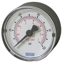 Wika - 2" Dial, 1/4 Thread, 0-200 Scale Range, Pressure Gauge - U-Clamp Panel Mount, Center Back Connection Mount, Accurate to 3-2-3% of Scale - Benchmark Tooling