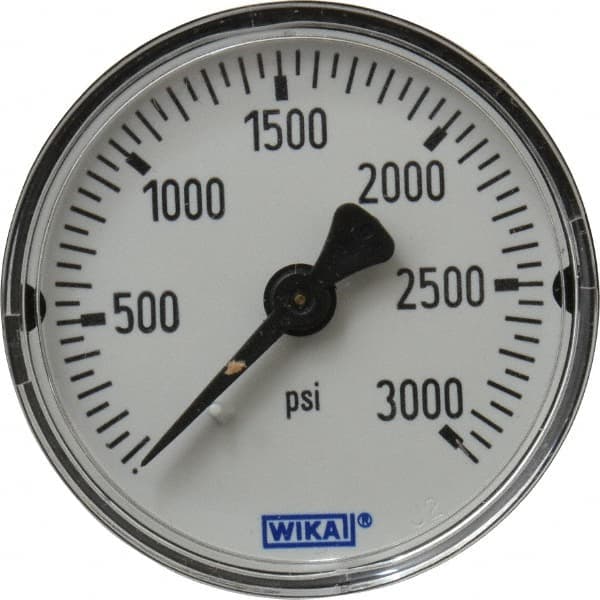 Wika - 2" Dial, 1/4 Thread, 0-3,000 Scale Range, Pressure Gauge - Center Back Connection Mount, Accurate to 3-2-3% of Scale - Benchmark Tooling