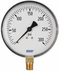 Wika - 4" Dial, 1/4 Thread, 0-300 Scale Range, Pressure Gauge - Lower Connection Mount, Accurate to 3-2-3% of Scale - Benchmark Tooling