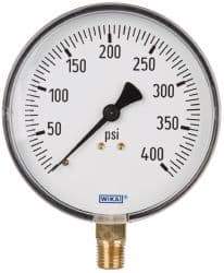 Wika - 4" Dial, 1/4 Thread, 0-400 Scale Range, Pressure Gauge - Lower Connection Mount, Accurate to 3-2-3% of Scale - Benchmark Tooling