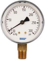 Wika - 2-1/2" Dial, 1/4 Thread, 30-0-300 Scale Range, Pressure Gauge - Lower Connection Mount, Accurate to 3-2-3% of Scale - Benchmark Tooling