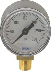 Wika - 1-1/2" Dial, 1/8 Thread, 0-300 Scale Range, Pressure Gauge - Lower Connection Mount, Accurate to 3-2-3% of Scale - Benchmark Tooling