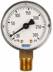 Wika - 2" Dial, 1/4 Thread, 30-0-300 Scale Range, Pressure Gauge - Lower Connection Mount, Accurate to 3-2-3% of Scale - Benchmark Tooling