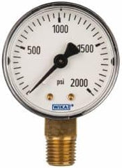Wika - 2" Dial, 1/4 Thread, 0-2,000 Scale Range, Pressure Gauge - Lower Connection Mount, Accurate to 3-2-3% of Scale - Benchmark Tooling