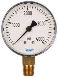 Wika - 2-1/2" Dial, 1/4 Thread, 0-4,000 Scale Range, Pressure Gauge - Lower Connection Mount, Accurate to 3-2-3% of Scale - Benchmark Tooling