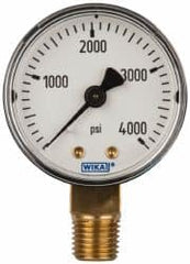 Wika - 2" Dial, 1/4 Thread, 0-4,000 Scale Range, Pressure Gauge - Lower Connection Mount, Accurate to 3-2-3% of Scale - Benchmark Tooling