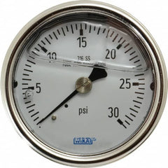 Wika - 2-1/2" Dial, 1/4 Thread, 0-30 Scale Range, Pressure Gauge - Center Back Connection Mount, Accurate to 2-1-2% of Scale - Benchmark Tooling