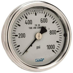 Wika - 2-1/2" Dial, 1/4 Thread, 0-1,000 Scale Range, Pressure Gauge - Center Back Connection Mount, Accurate to 2-1-2% of Scale - Benchmark Tooling