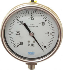 Wika - 4" Dial, 1/4 Thread, 30-0 Scale Range, Pressure Gauge - Lower Connection Mount, Accurate to 1% of Scale - Benchmark Tooling