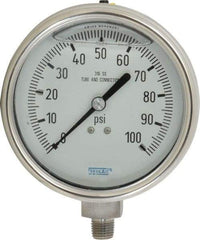 Wika - 4" Dial, 1/4 Thread, 0-100 Scale Range, Pressure Gauge - Lower Connection Mount, Accurate to 1% of Scale - Benchmark Tooling