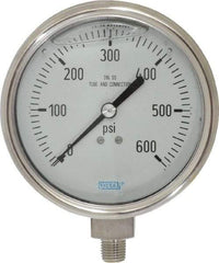 Wika - 4" Dial, 1/4 Thread, 0-600 Scale Range, Pressure Gauge - Lower Connection Mount, Accurate to 1% of Scale - Benchmark Tooling