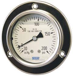 Wika - 2-1/2" Dial, 1/4 Thread, 0-30 Scale Range, Pressure Gauge - Lower Back Connection Mount, Accurate to 2-1-2% of Scale - Benchmark Tooling