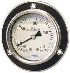 Wika - 2-1/2" Dial, 1/4 Thread, 0-2,000 Scale Range, Pressure Gauge - Lower Back Connection Mount, Accurate to 2-1-2% of Scale - Benchmark Tooling