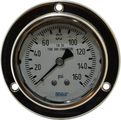 Wika - 2-1/2" Dial, 1/4 Thread, 0-160 Scale Range, Pressure Gauge - Lower Back Connection Mount, Accurate to 2-1-2% of Scale - Benchmark Tooling