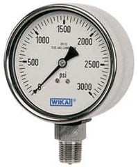 Wika - 2-1/2" Dial, 1/4 Thread, 0-200 Scale Range, Pressure Gauge - Lower Back Connection Mount, Accurate to 2-1-2% of Scale - Benchmark Tooling