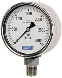 Wika - 2-1/2" Dial, 1/4 Thread, 5,000 Scale Range, Pressure Gauge - Lower Connection Mount, Accurate to 2-1-2% of Scale - Benchmark Tooling