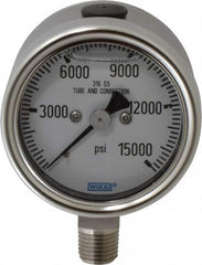 Wika - 2-1/2" Dial, 1/4 Thread, 0-15,000 Scale Range, Pressure Gauge - Lower Connection Mount, Accurate to 2-1-2% of Scale - Benchmark Tooling