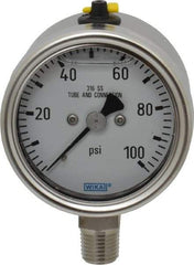 Wika - 2-1/2" Dial, 1/4 Thread, 100 Scale Range, Pressure Gauge - Lower Connection Mount, Accurate to 2-1-2% of Scale - Benchmark Tooling