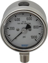 Wika - 2-1/2" Dial, 1/4 Thread, 1,000 Scale Range, Pressure Gauge - Lower Connection Mount, Accurate to 2-1-2% of Scale - Benchmark Tooling