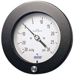 Wika - 4-1/2" Dial, 1/4 Thread, 0-1,000 Scale Range, Pressure Gauge - Lower Back Connection Mount, Accurate to 0.5% of Scale - Benchmark Tooling