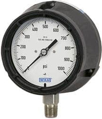 Wika - 4-1/2" Dial, 1/2 Thread, 0-600 Scale Range, Pressure Gauge - Lower Connection Mount, Accurate to 0.5% of Scale - Benchmark Tooling