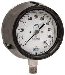 Wika - 4-1/2" Dial, 1/2 Thread, 0-100 Scale Range, Pressure Gauge - Lower Connection Mount, Accurate to 0.5% of Scale - Benchmark Tooling