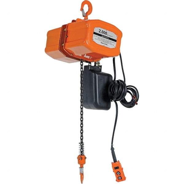 Vestil - 1 Ton Capacity, 17 FPM Lift Speed, 230 Volt, Electric Chain Hoist - 2.1 Output hp, 15' Max Lift - Benchmark Tooling