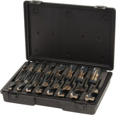 Interstate - 9/16 to 1-1/2", 135° Point, Oxide Finish, Cobalt Reduced Shank Drill Bit Set - Benchmark Tooling