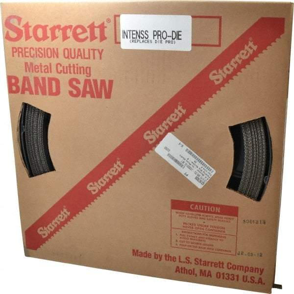 Starrett - 1/2" x 100' x 0.035" Bi-Metal Band Saw Blade Coil Stock - 8 to 12 TPI, Toothed Edge, Straight Form, Raker Set, No Rake Angle, Variable Pitch, Contour Cutting - Benchmark Tooling