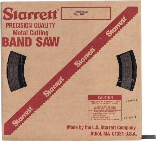 Starrett - 1/2" x 100' x 0.035" Bi-Metal Band Saw Blade Coil Stock - 14 TPI, Toothed Edge, Straight Form, Raker Set, No Rake Angle, Constant Pitch, Contour Cutting - Benchmark Tooling