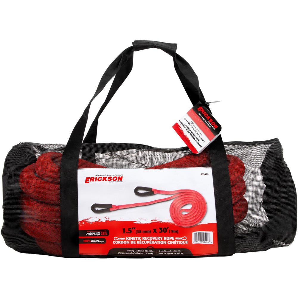 Tow Rope, Cable & Chain; Type: Kinetic Recovery Rope; End Type: Loop; Material: Nylon; Length (Feet): 30; Breaking Strength: 59000 lb; Material: Nylon