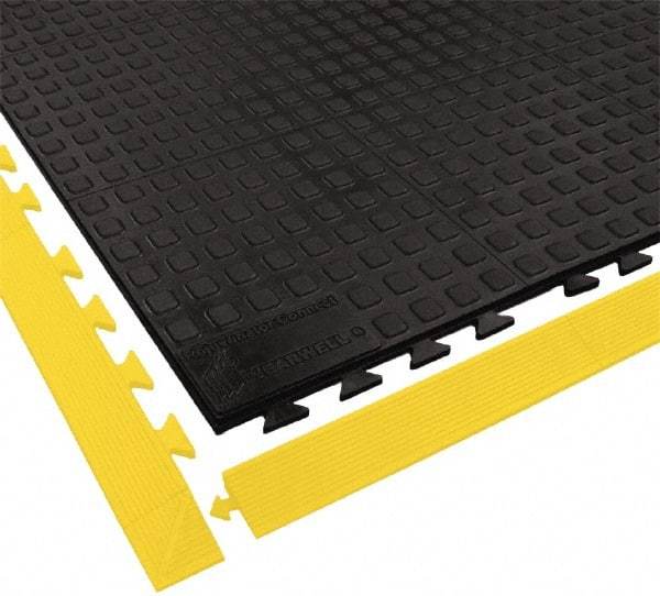 Wearwell - 5' Long x 3' Wide x 5/8" Thick, Anti-Fatigue Modular Matting Ramp Edge - Male, 1 Interlocking Side, Yellow, For Dry Areas, Series 502 - Benchmark Tooling