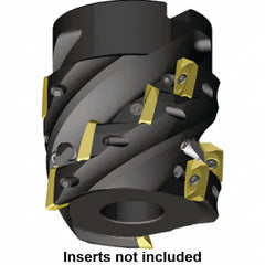 Kennametal - 12 Inserts, 2-1/2" Cut Diam, 1" Arbor Diam, 2.08" Max Depth of Cut, Indexable Square-Shoulder Face Mill - 0/90° Lead Angle, 3" High, EC14.., EP14.. Insert Compatibility, Through Coolant, Series Mill 1-14 - Benchmark Tooling