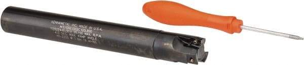Kennametal - 1" Cut Diam, 0.395" Max Depth of Cut, 1" Shank Diam, 8" OAL, Indexable Square Shoulder End Mill - EC10.., EP10.. Inserts, Cylindrical Shank, 0° Lead Angle, Through Coolant - Benchmark Tooling