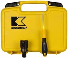 Kennametal - 1-1/4" Cut Diam, 0.735" Max Depth of Cut, 1.614" OAL, Indexable Square Shoulder Helical End Mill - EC10.., EP10.. Inserts, M16 Modular Connection, 0° Lead Angle - Benchmark Tooling