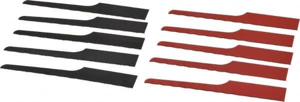 Value Collection - 10 Piece, 4" Long, Steel Reciprocating Saw Blade Set - 24 to 32 Teeth per Inch - Benchmark Tooling