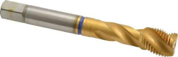 Guhring - 1/2-20 UNF 3 Flute 2B Modified Bottoming Spiral Flute Tap - Powdered Metal, TiN Finish, 3-3/8" OAL, Right Hand Flute, Right Hand Thread, Series 3911 - Benchmark Tooling