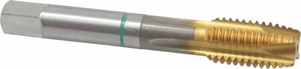 Guhring - M14x2.00 Metric Coarse, 4 Flute, TiN Finish, Cobalt Spiral Point Tap - Plug Chamfer, Right Hand Thread, 3-19/32" OAL, 0.945" Thread Length, 0.429" Shank Diam, 6H Class of Fit, Series 3915 - Exact Industrial Supply
