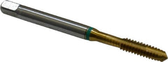 Guhring - #10-24 UNC, 3 Flute, TiN Finish, Cobalt Spiral Point Tap - Plug Chamfer, Right Hand Thread, 2-3/8" OAL, 0.551" Thread Length, 0.194" Shank Diam, 2B Class of Fit, Series 3916 - Exact Industrial Supply