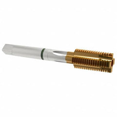 Guhring - 5/8-18 UNF, 4 Flute, TiN Finish, Cobalt Spiral Point Tap - Plug Chamfer, Right Hand Thread, 3-13/16" OAL, 0.945" Thread Length, 0.48" Shank Diam, 2B Class of Fit, Series 3917 - Exact Industrial Supply