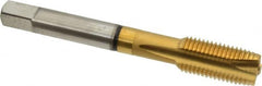 Guhring - 7/16-20 UNF, 3 Flute, TiN Finish, Cobalt Spiral Point Tap - Plug Chamfer, Right Hand Thread, 3.157" OAL, 0.866" Thread Length, 0.323" Shank Diam, 2B Class of Fit, Series 3929 - Exact Industrial Supply