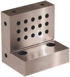 Suburban Tool - 4" Wide x 4" Deep x 3" High Steel Precision-Ground Angle Plate - Standard Plate, Machined Holes on Surface, Open End, 1-1/8" Thick, Single Plate - Benchmark Tooling